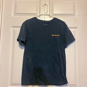 Ariat Men's Dark Blue Tee with Orange Logo